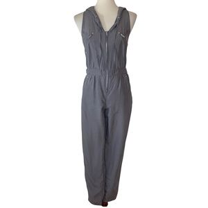 Topshop 100% Silk Gray Sleeveless Jumpsuit